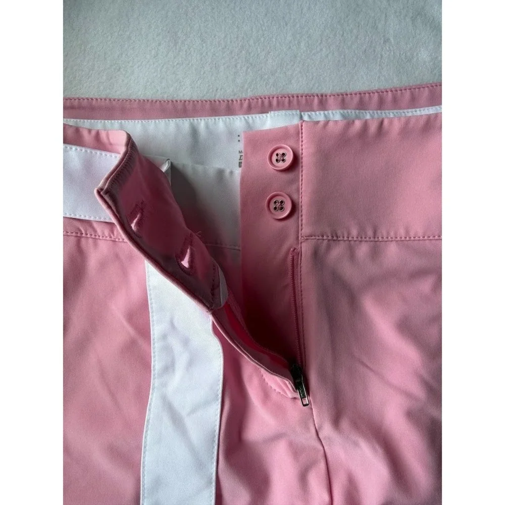 Nike Golf  Dri Fit Skort Women 12 Pink White Belted Stretch Athletic Lightweight - Picture 3 of 16